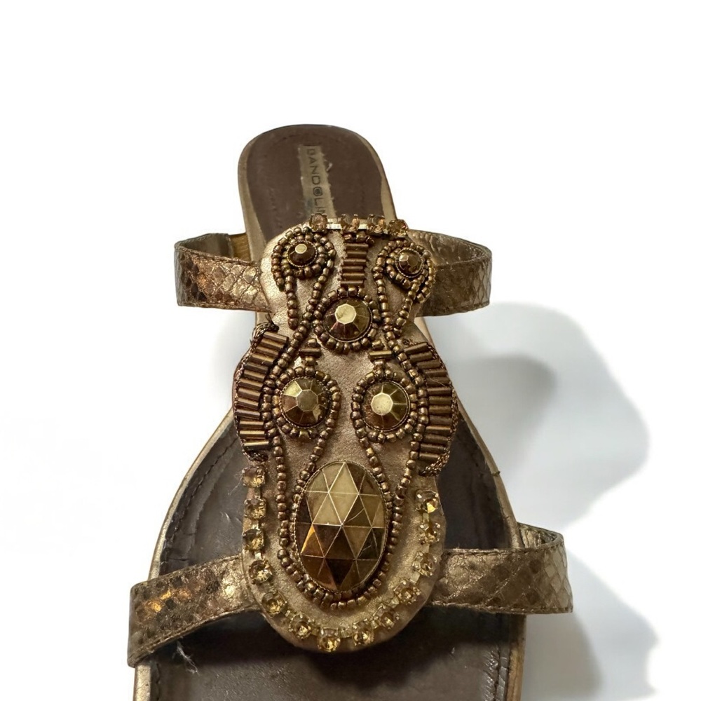 Bandolino Metallic Gold Beaded Sandals